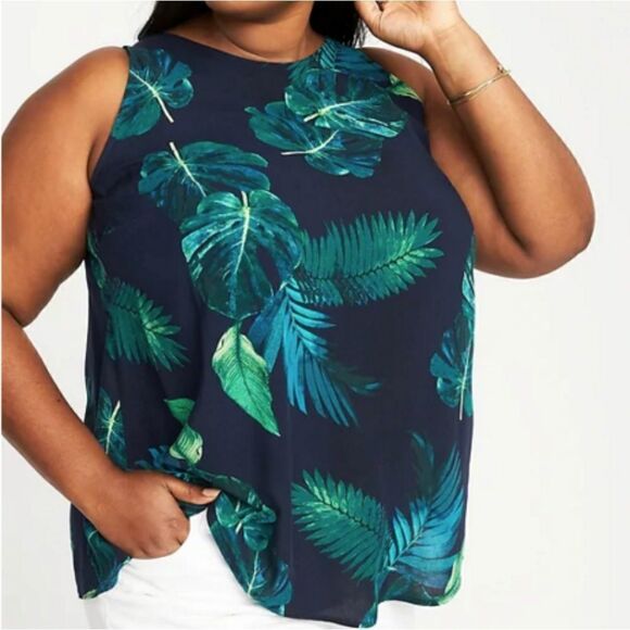 Old Navy Blue High-Neck Trapeze Tank - Picture 1 of 9